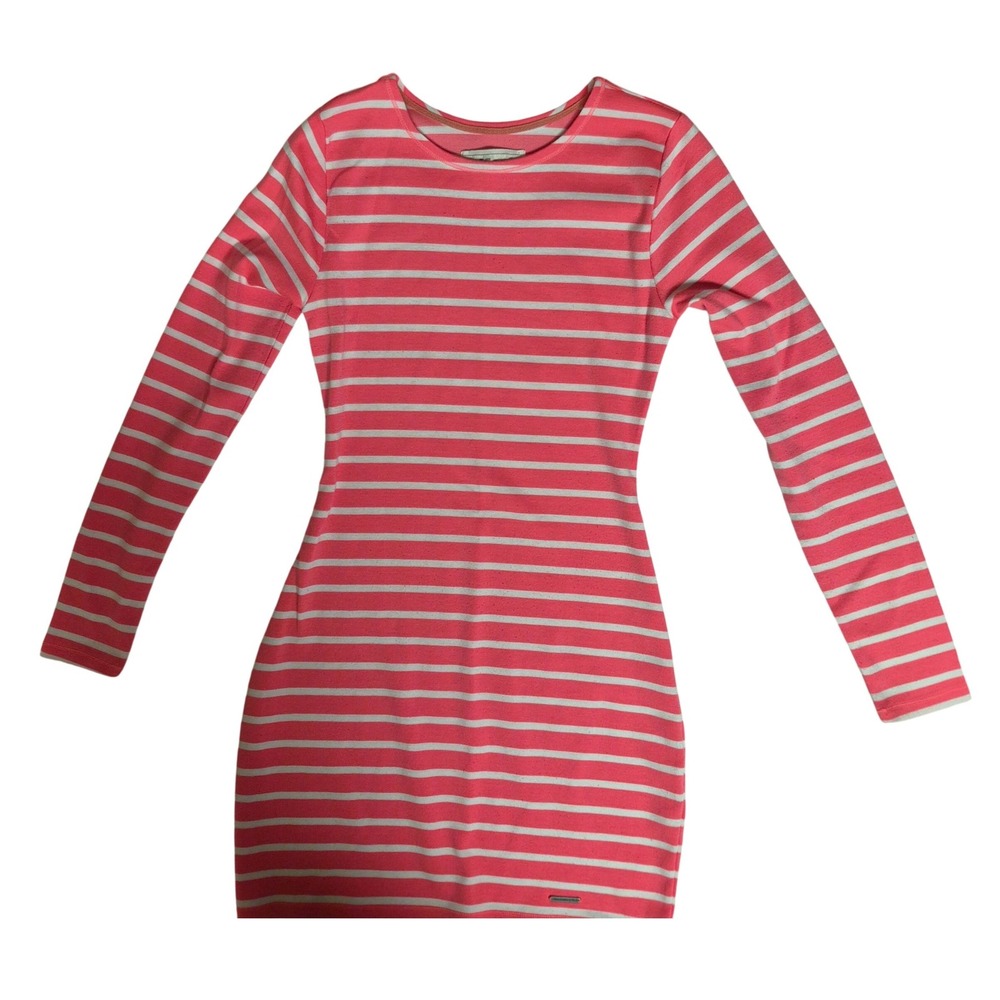 Abercrombie & Fitch Womens S Pink White Striped Long Sleeve Bodycon Mini Dress